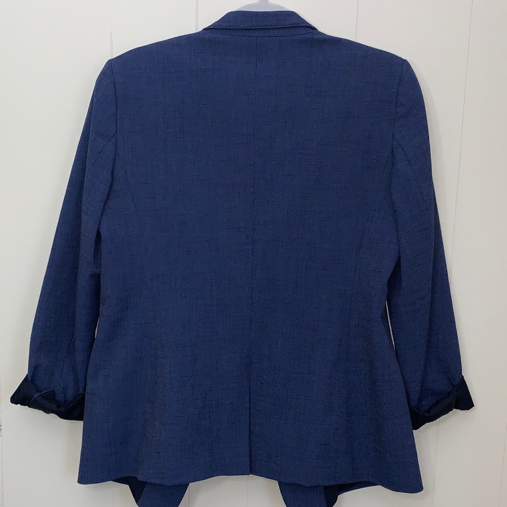 LOFT Navy Blue Textured Single-Button Blazer - Picture 7 of 9
